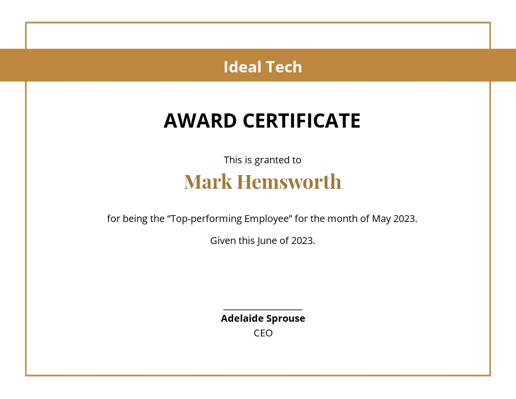 Award Certificate Template - Google Docs, Word