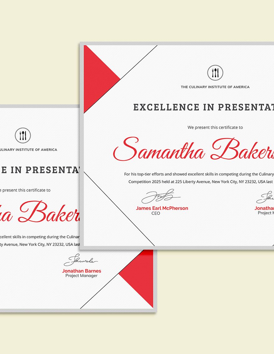 Excellence Award Certificate Template