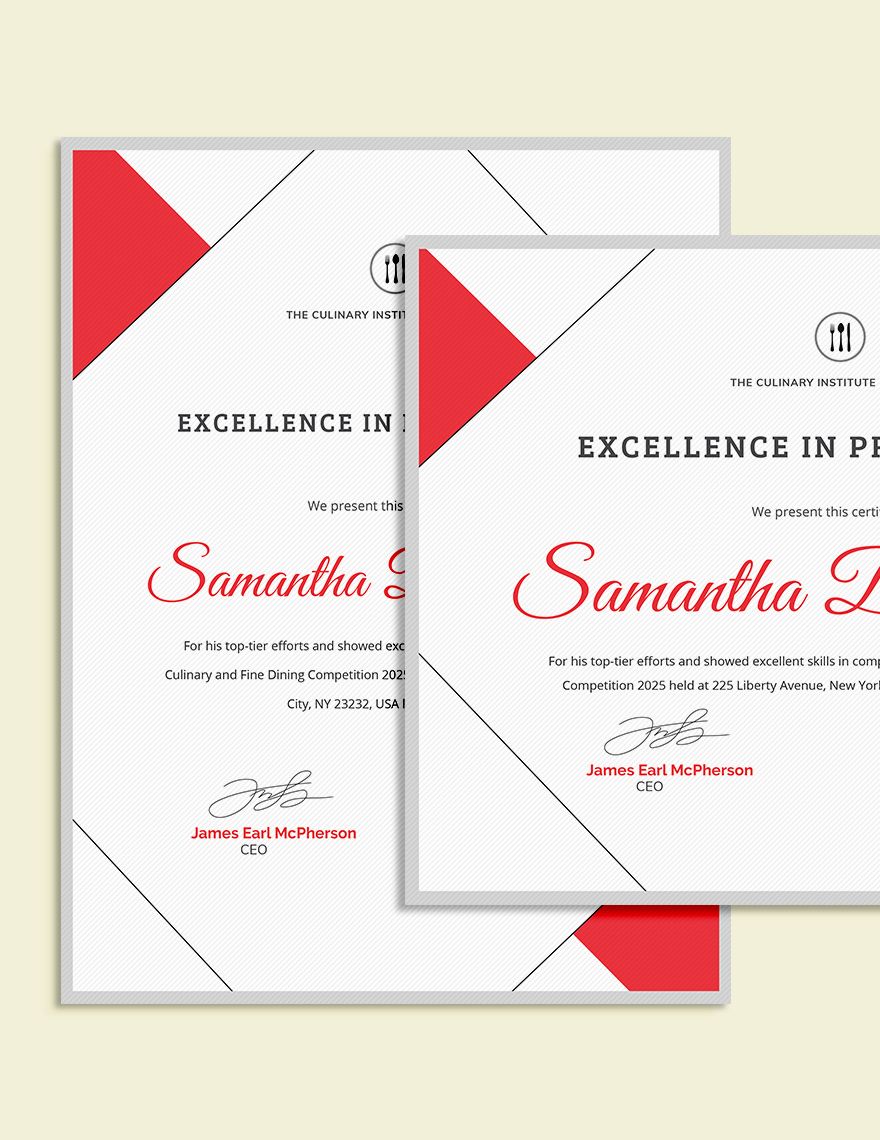 Excellence Award Certificate Editable