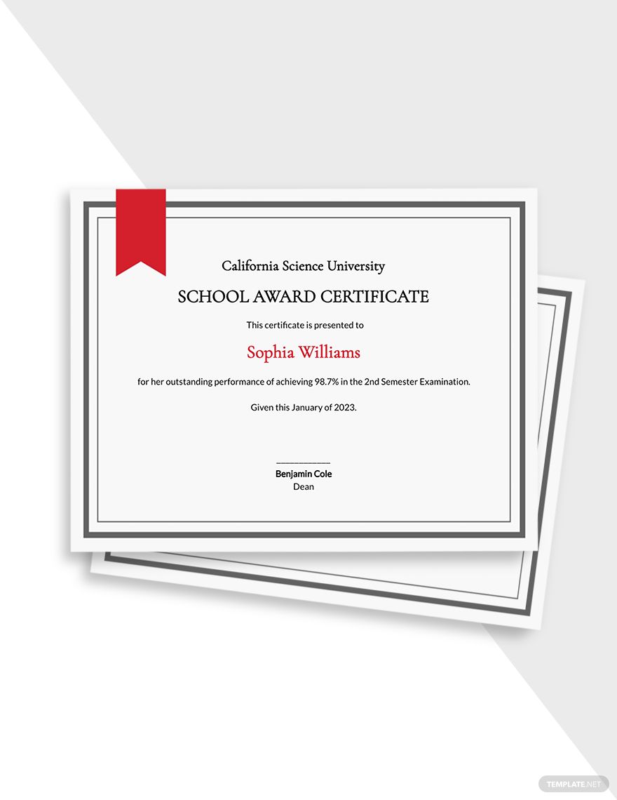 School Award Certificate Template