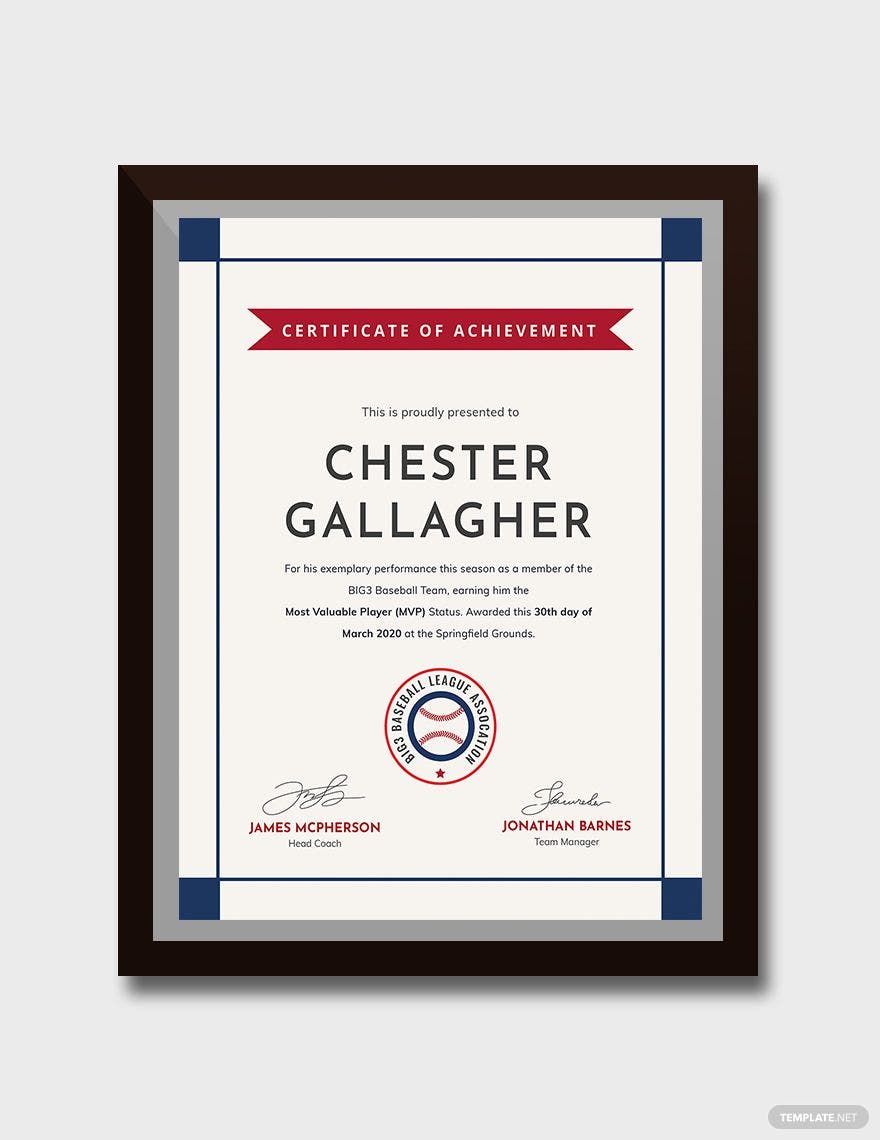 Creative Baseball Award Certificate Template