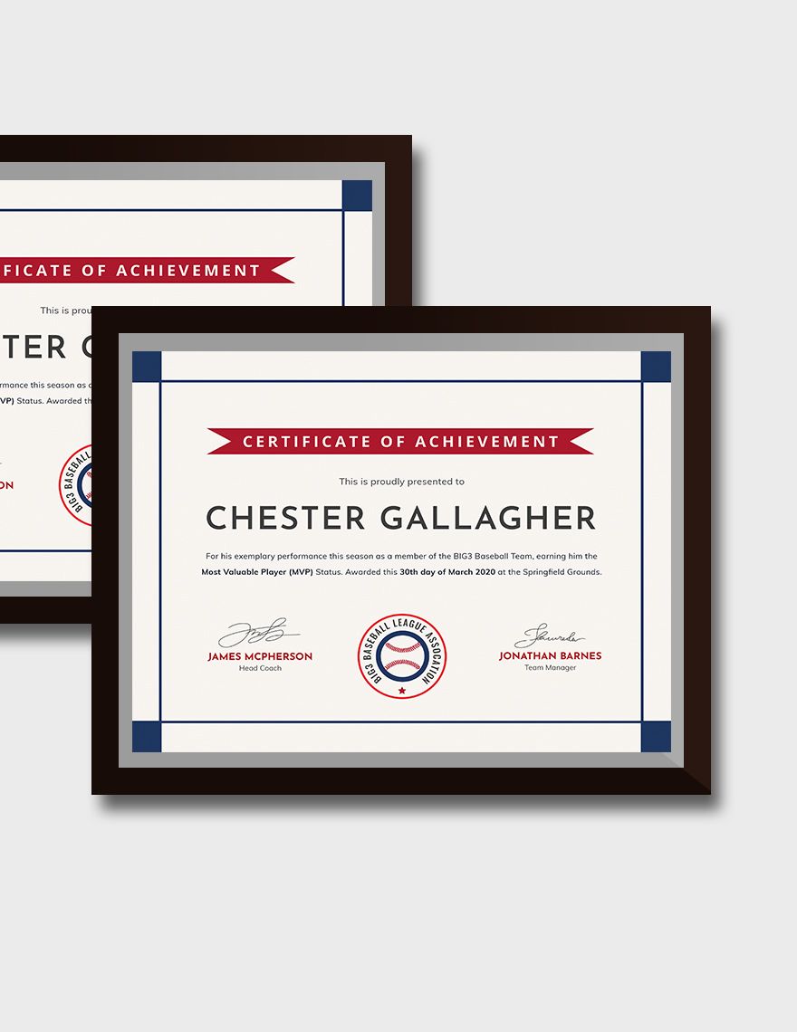 Creative Baseball Award Certificate Editable