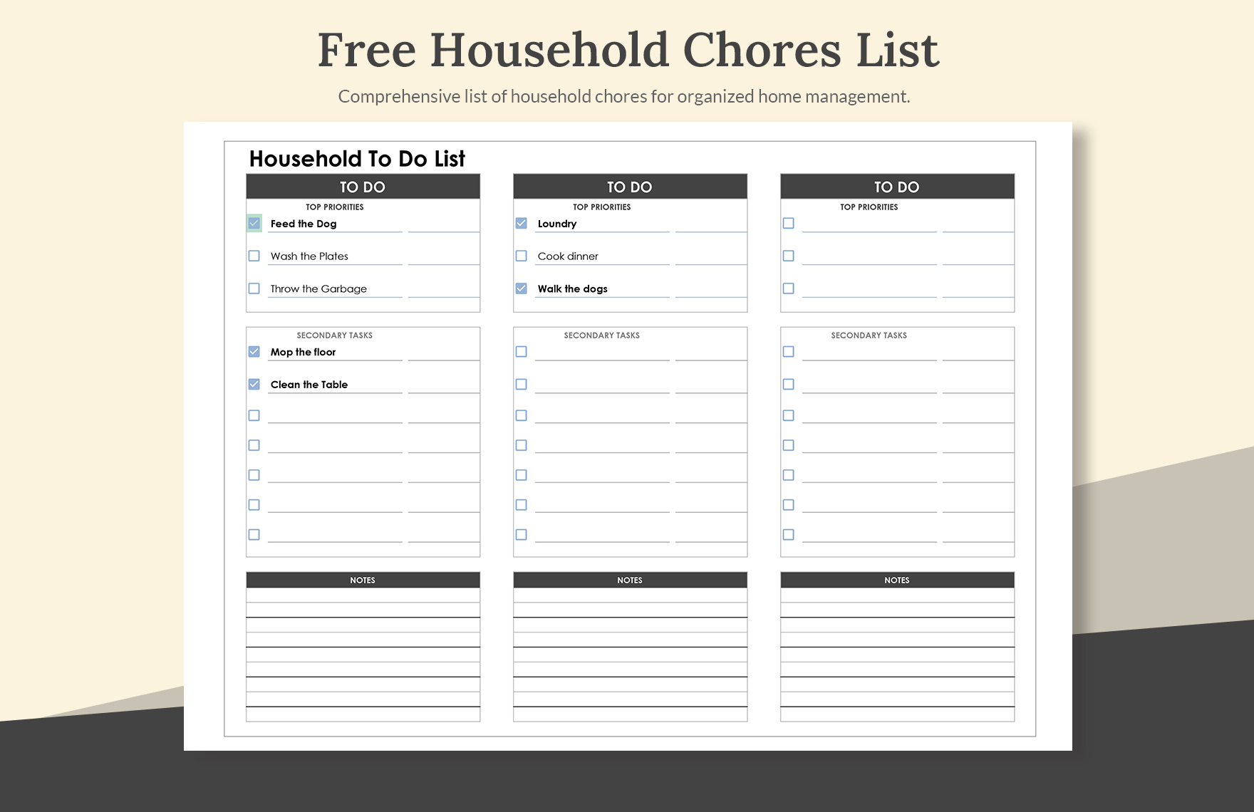 Household Chores List