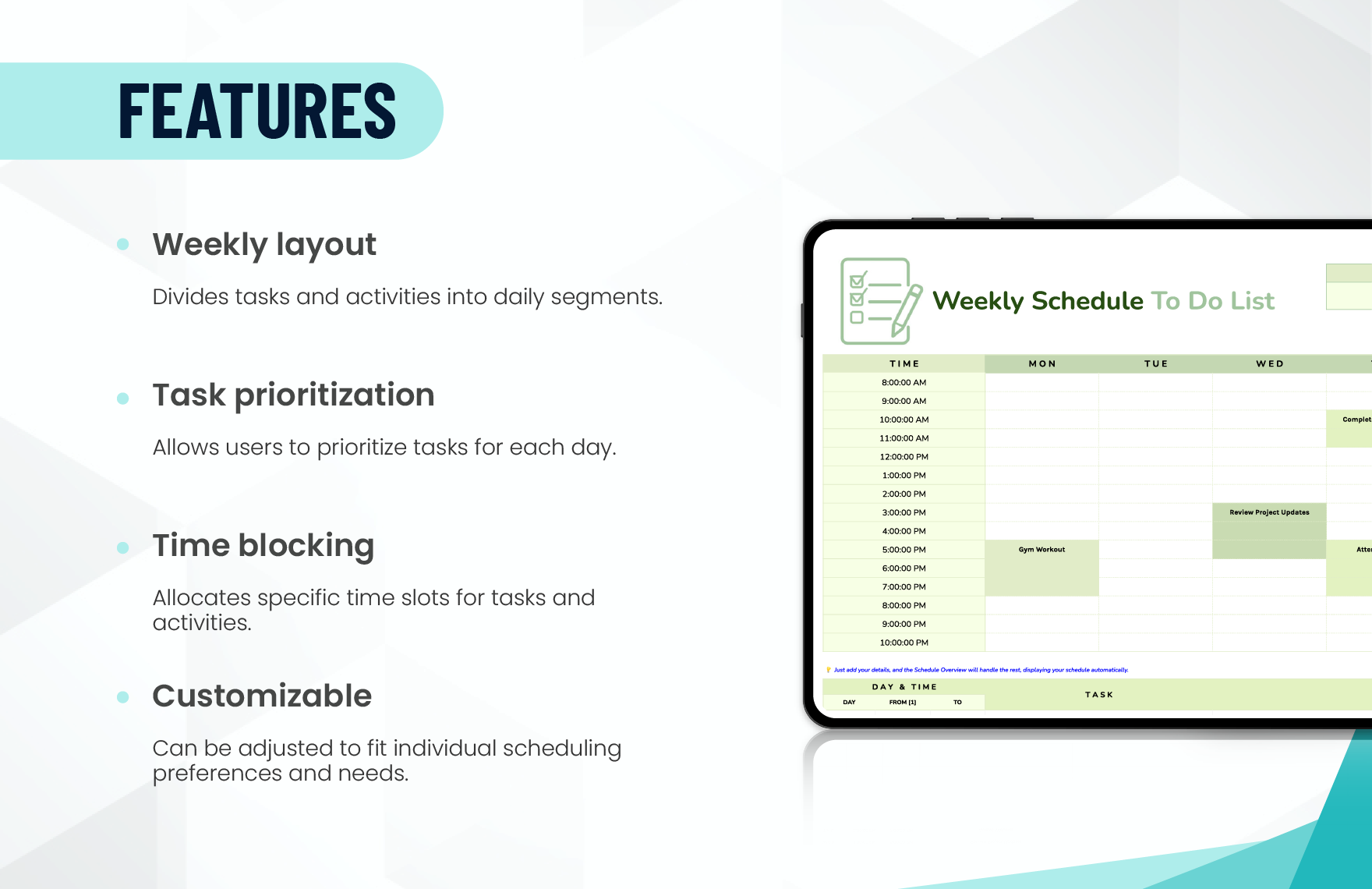 Weekly Schedule To Do List Template