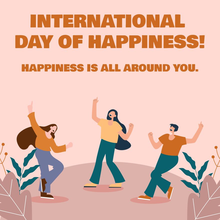 Free International Day of Happiness FB Post Template to Edit Online