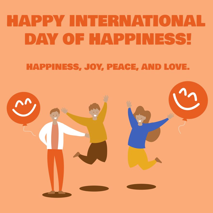 Free International Day of Happiness Whatsapp Post Template to Edit Online