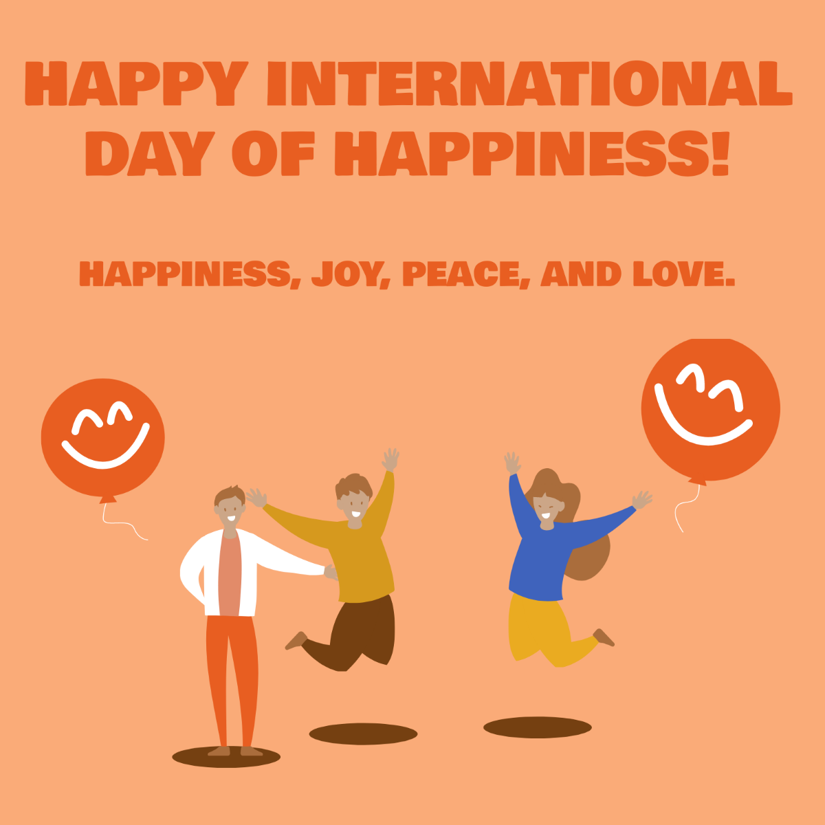 International Day of Happiness Whatsapp Post Template