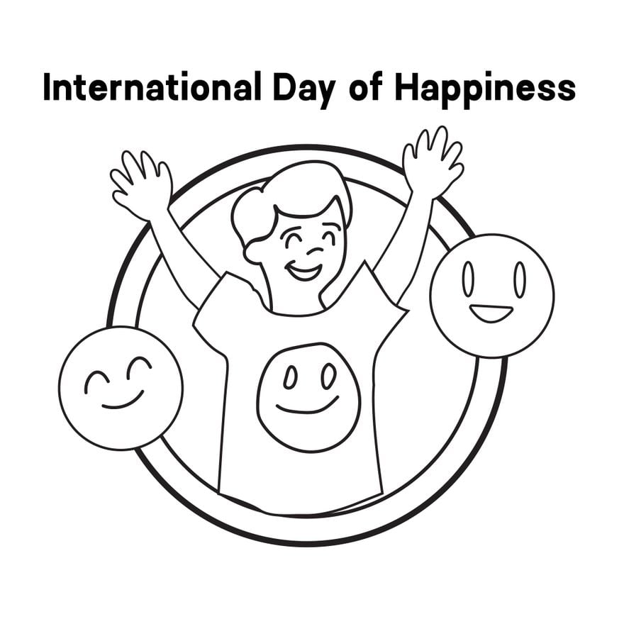 International Day of Happiness Drawing Vector