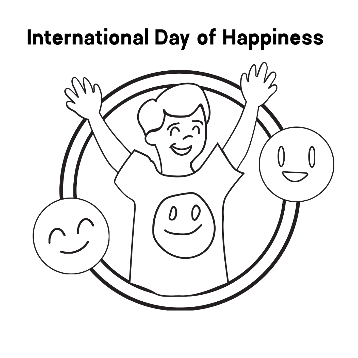 Free International Day of Happiness Drawing Vector Template