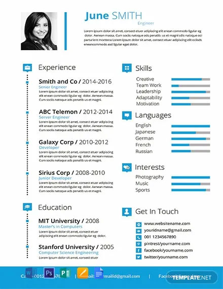 Engineer Resume Template - Google Docs, Word, Apple Pages, PSD, Publisher