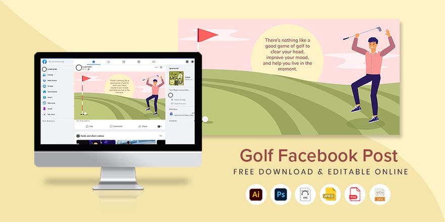 Golf Facebook Post in Illustrator, PSD, EPS, SVG, JPG, PNG
