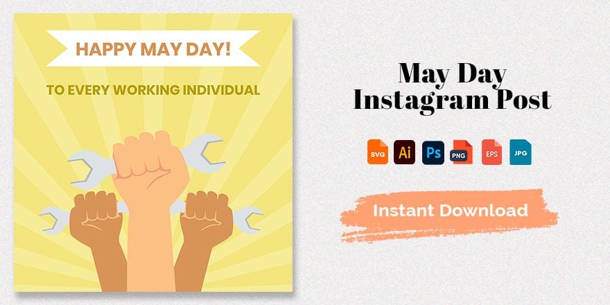 Free May Day Instagram post in Illustrator, PSD, EPS, SVG, JPG, PNG