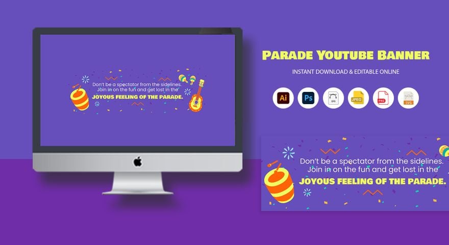 Free Parade Youtube Banner in Illustrator, PSD, EPS, SVG, JPG, PNG