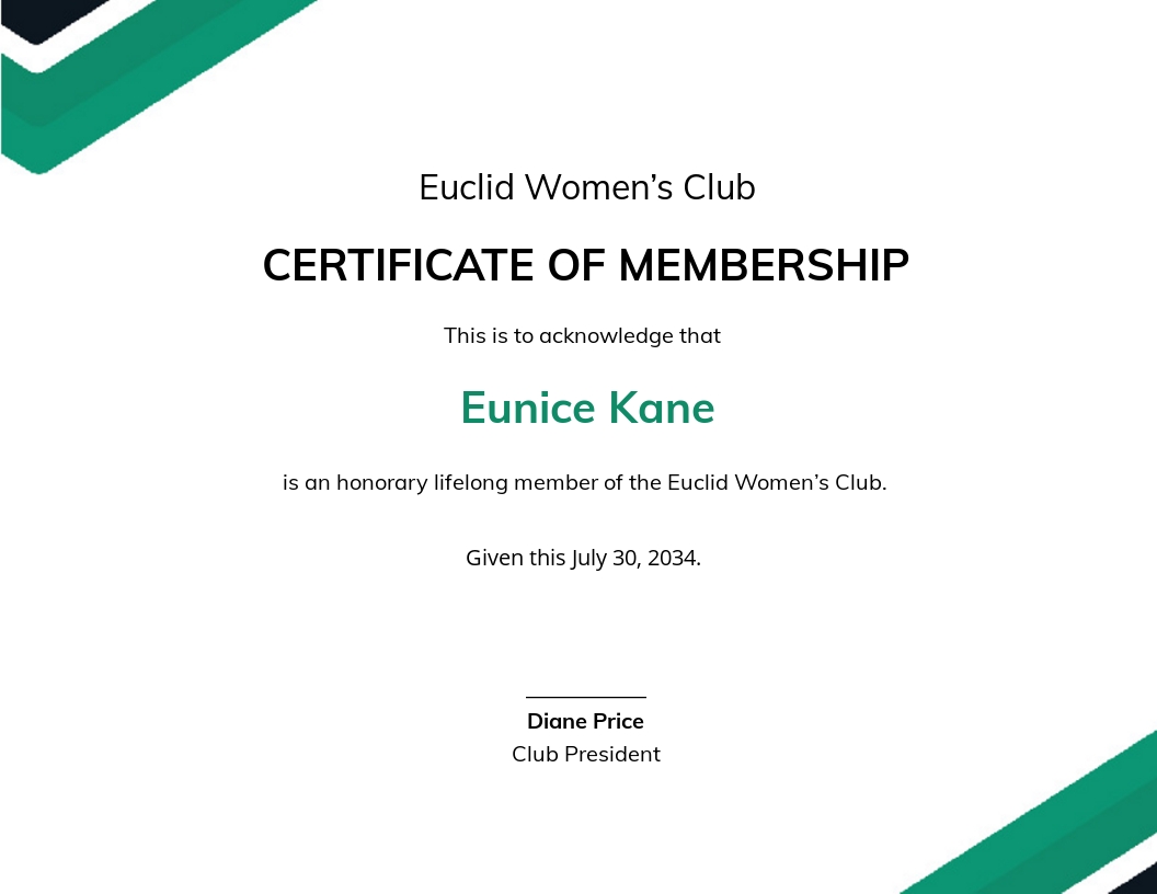 Honorary Member Certificate