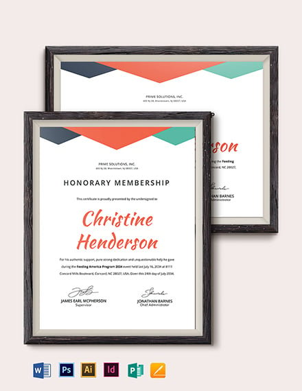 Honorary Certificate Template - Professionally Designed Templates