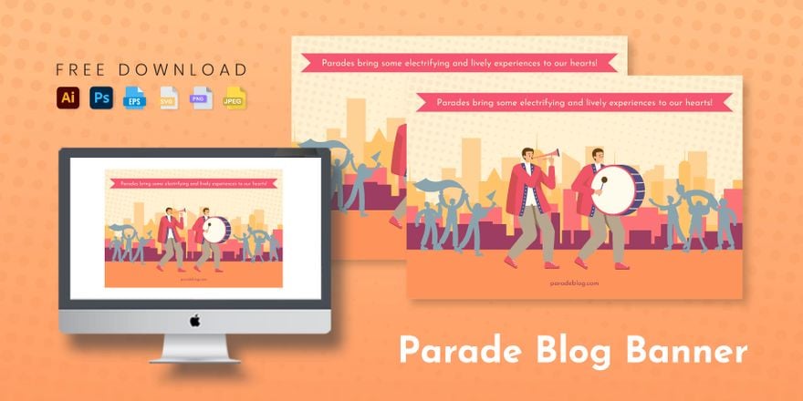 Free Parade Blog Banner in Illustrator, PSD, EPS, SVG, JPG, PNG