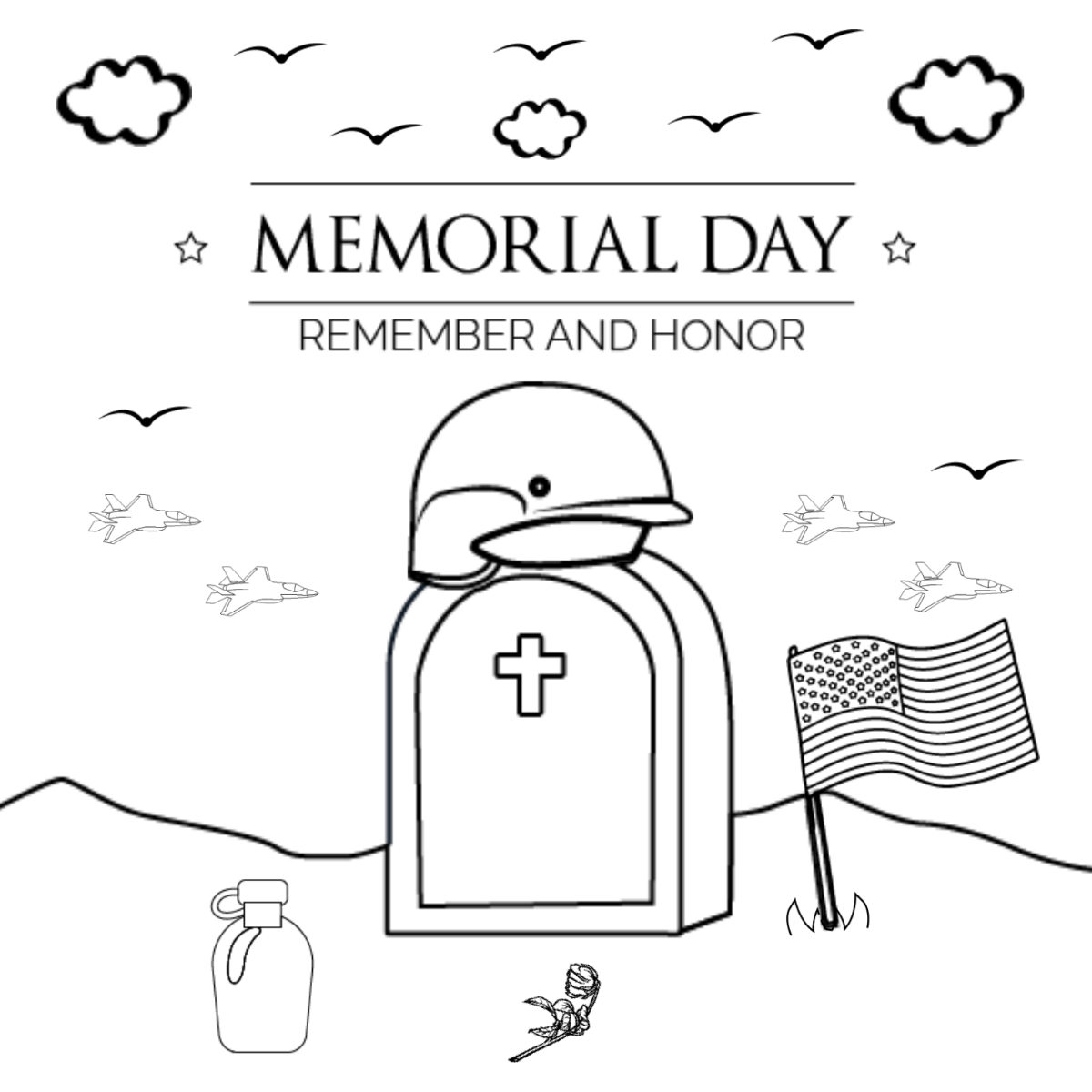Memorial Day Drawing Vector Template