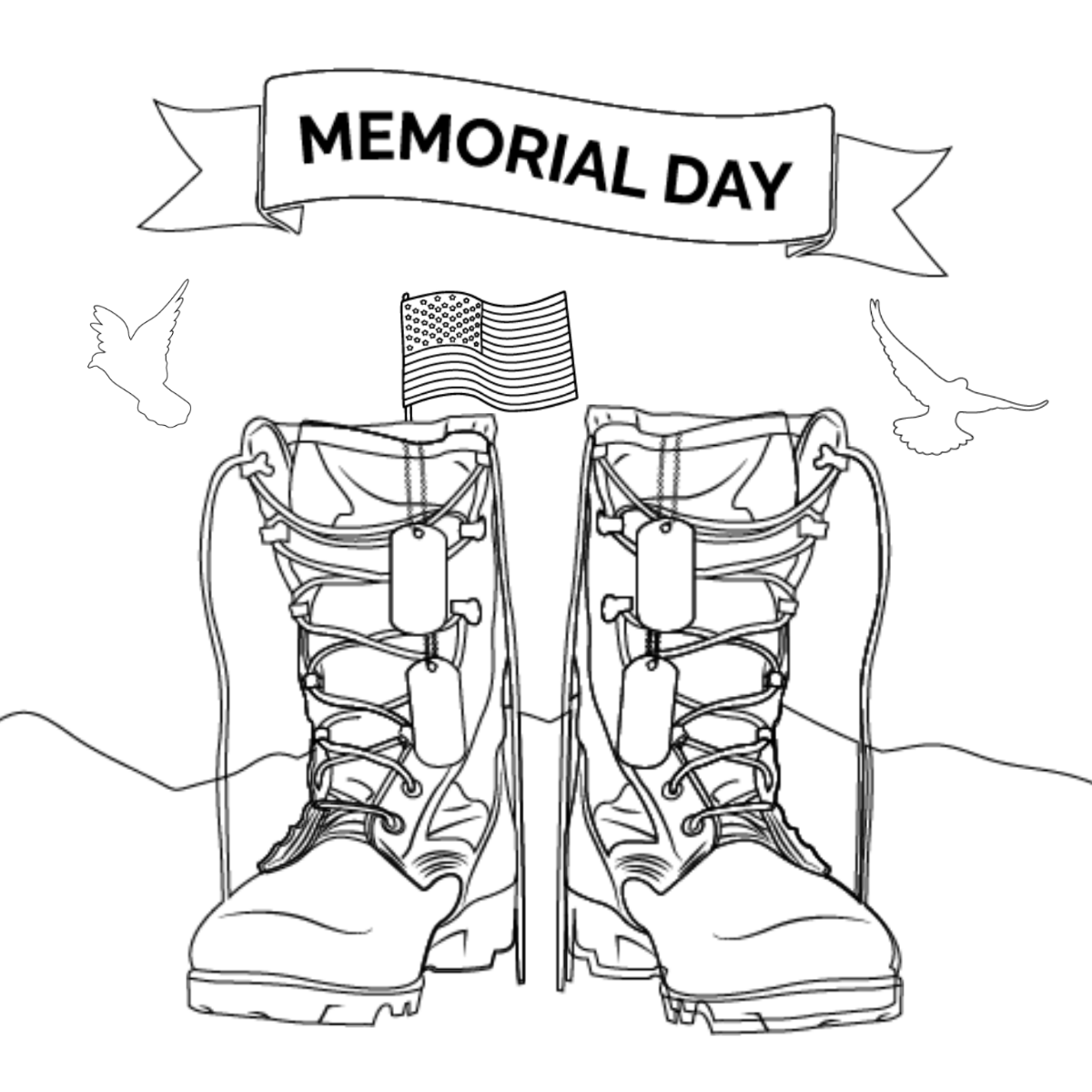 Memorial Day Sketch Vector Template