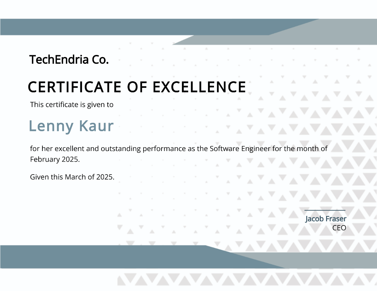 Simple Certificate of Excellence Template