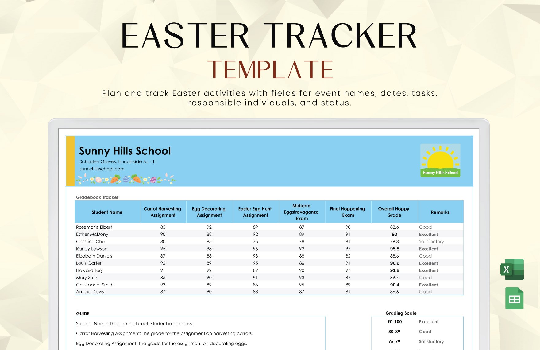 Easter Tracker Template in Excel, Google Sheets