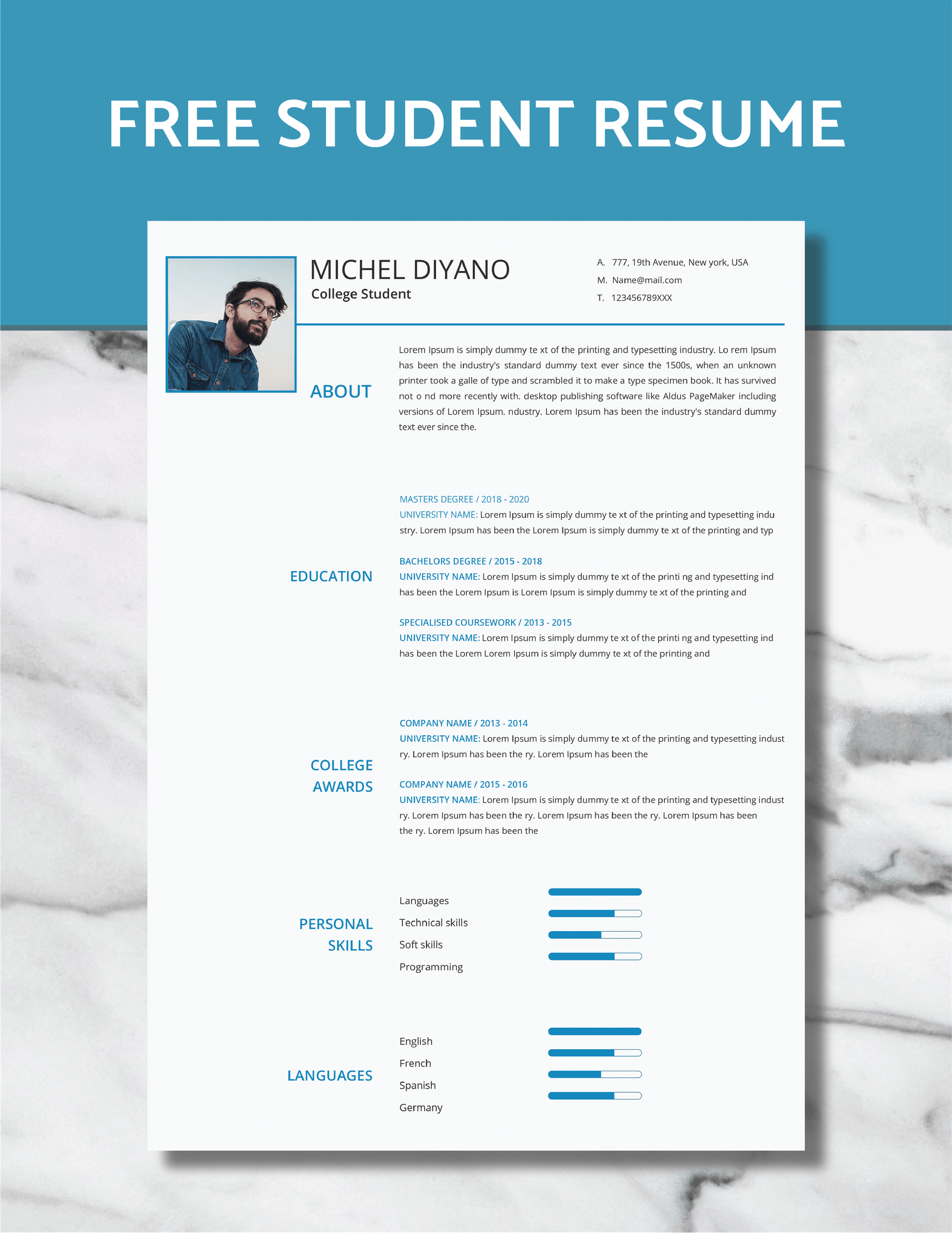 Student Resume Template in Publisher, Pages, Word, Photoshop, Google Docs - Download | Template.net