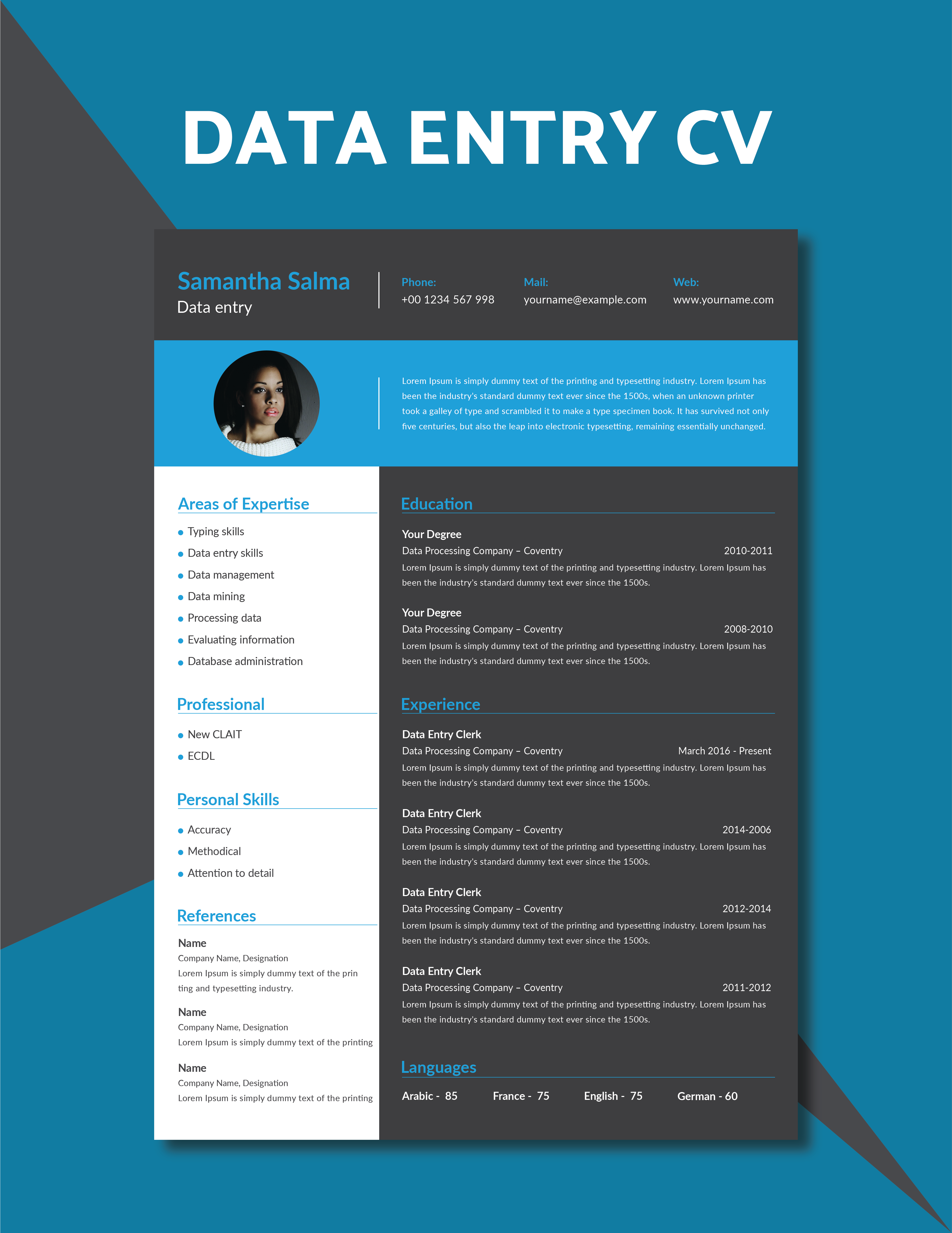 data-entry-worker-resume-word-apple-pages-template
