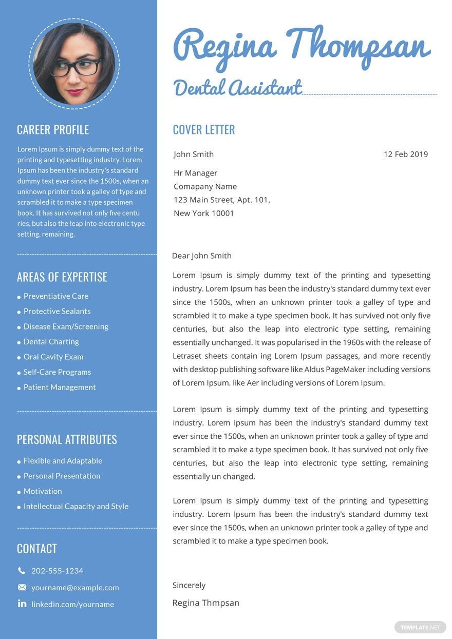 Dental Assistant Resume and Cover Letter Template