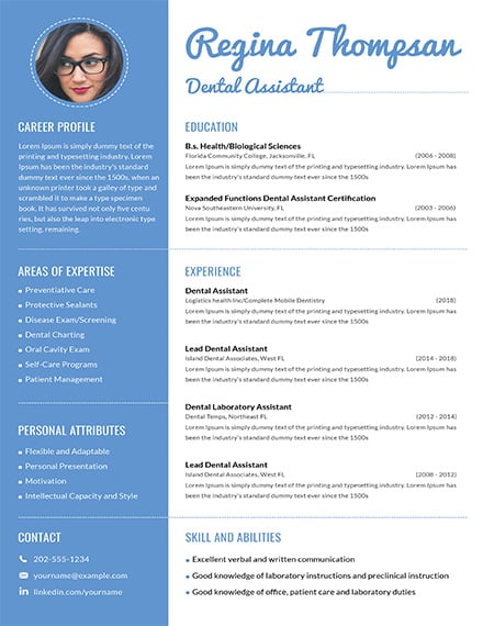 Dental Assistant Resume and Cover Letter Template - Word, Apple Pages ...