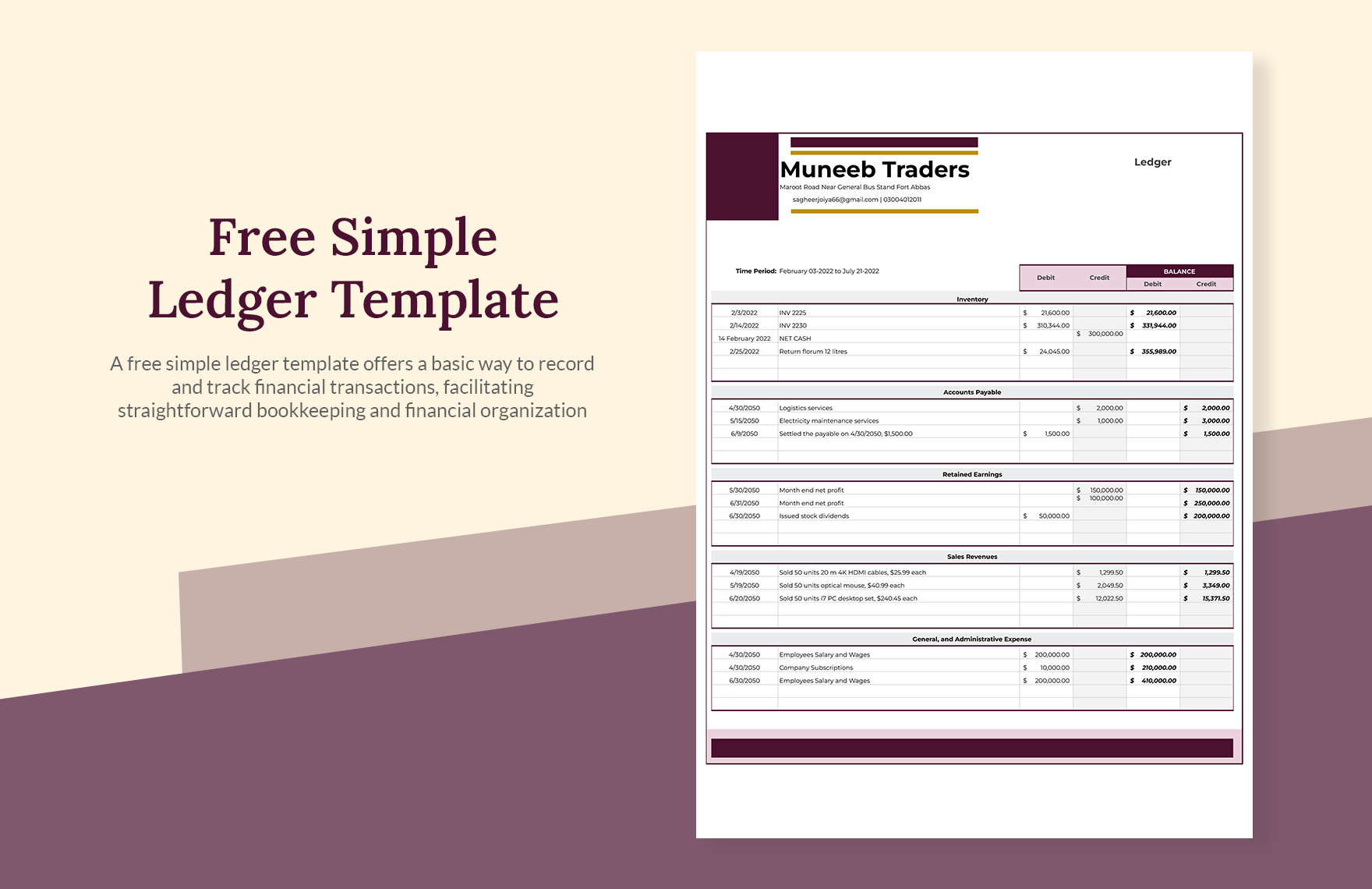 Simple Ledger Template In Excel Google Sheets Download Template