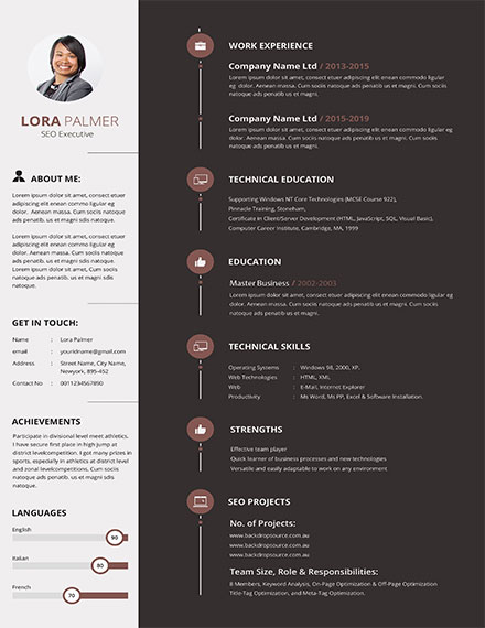 SEO Executive CV Template - Word, Apple Pages, PSD, Publisher ...