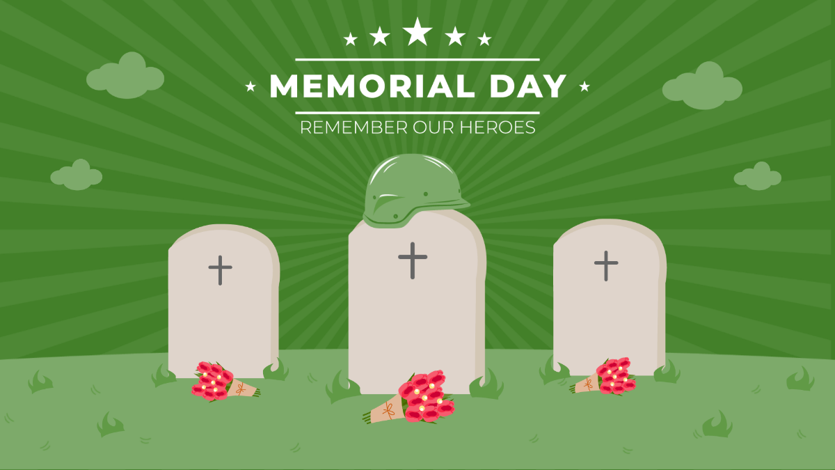 Memorial Day Green Background Template