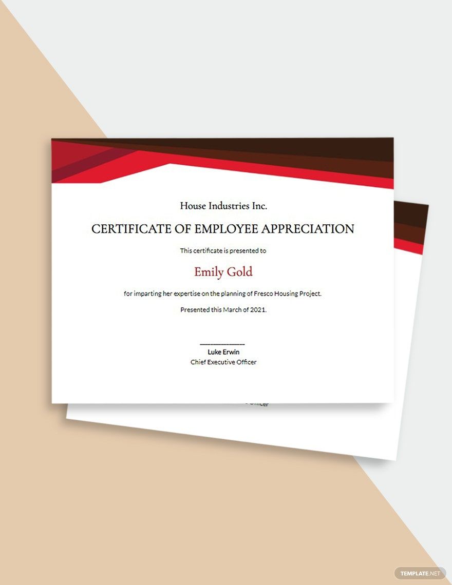 Employee Performance Certificate Template in InDesign, PSD, Publisher, Illustrator, Word, Pages, Google Docs, PDF - Download | Template.net