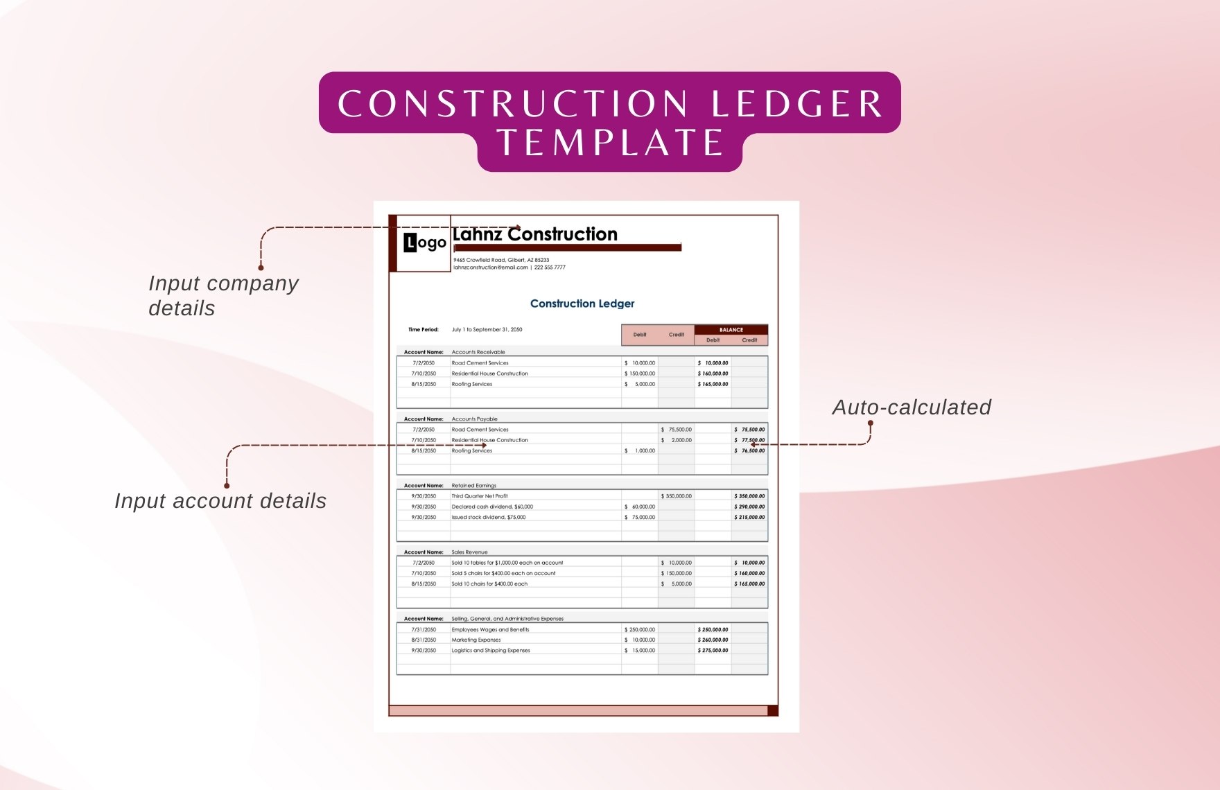 Construction Ledger Template