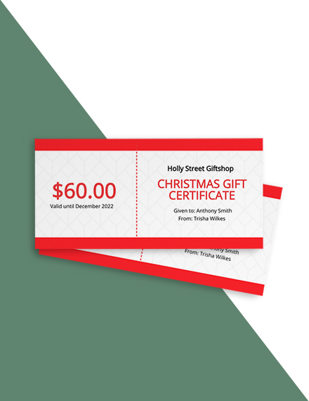 Christmas Gift Certificate Template - Google Docs, Illustrator, InDesign, Word, Apple Pages, PSD, Publisher