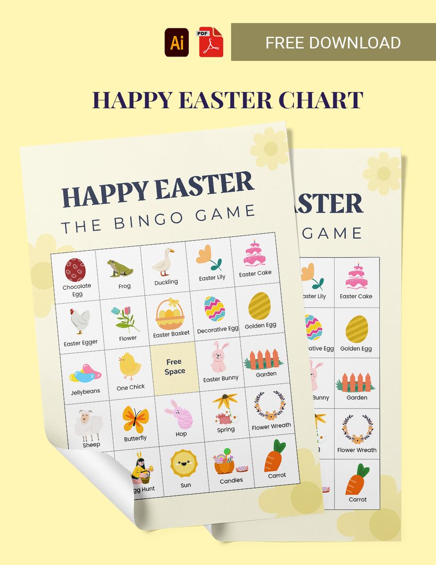 Happy Easter Chart in PDF, Illustrator