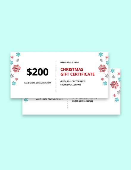 Creative Christmas Gift Certificate Template - Google Docs, Illustrator, InDesign, Word, Apple Pages, PSD, Publisher