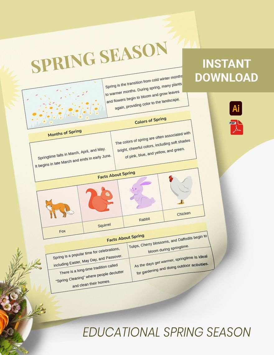 Free Educational Spring Season Chart