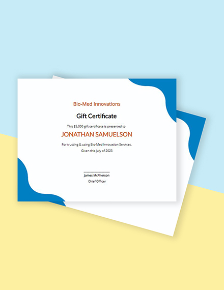 Company Gift Certificate Template - Google Docs, Illustrator, InDesign, Word, Apple Pages, PSD, Publisher
