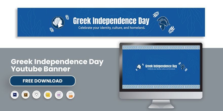 Free Greek Independence Day Youtube Banner in Illustrator, PSD, EPS, SVG, JPG, PNG