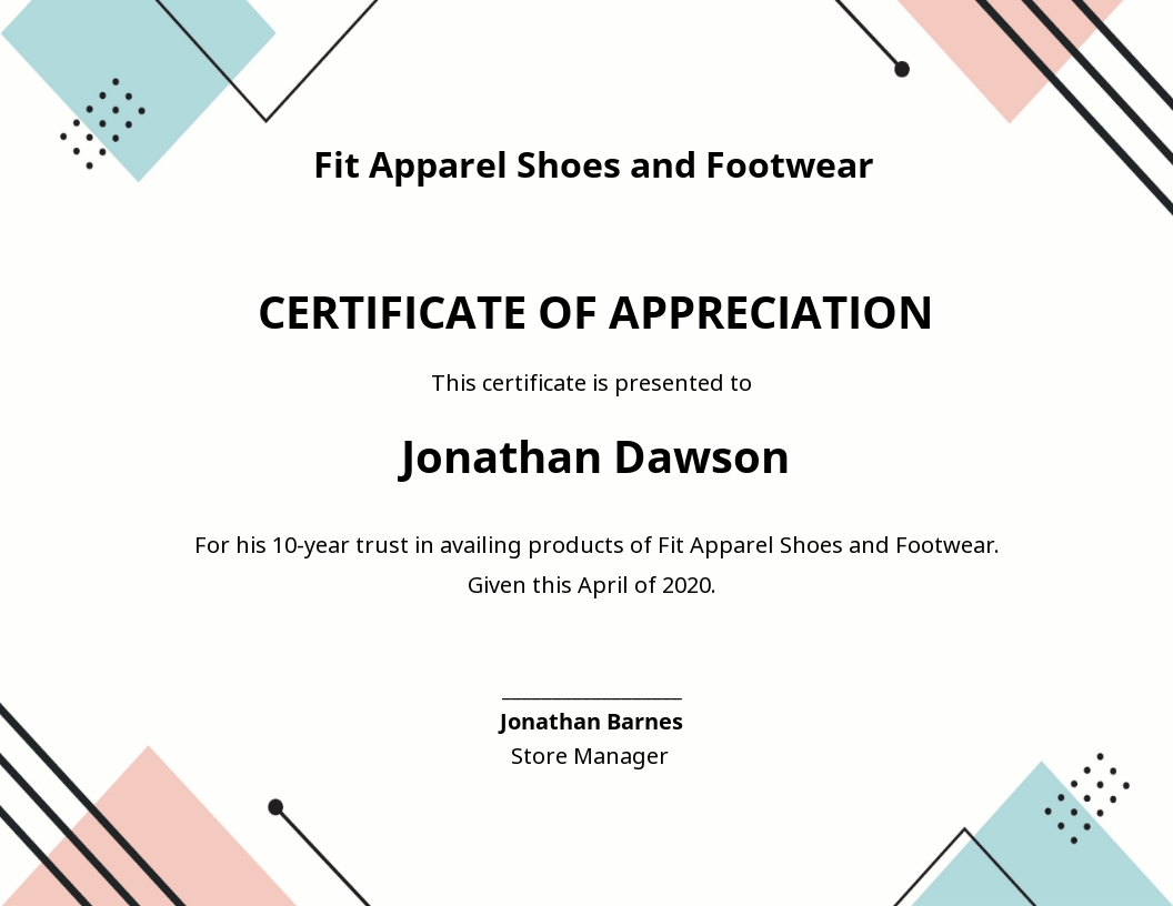 Free Customer Appreciation Certificate Template - Google Docs, Illustrator, InDesign, Word, Outlook, Apple Pages, PSD, Publisher