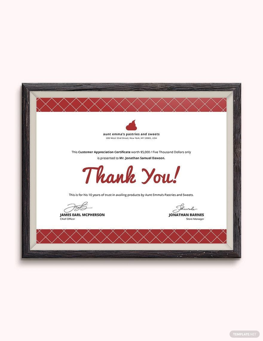 Modern Customer Appreciation Certificate Template