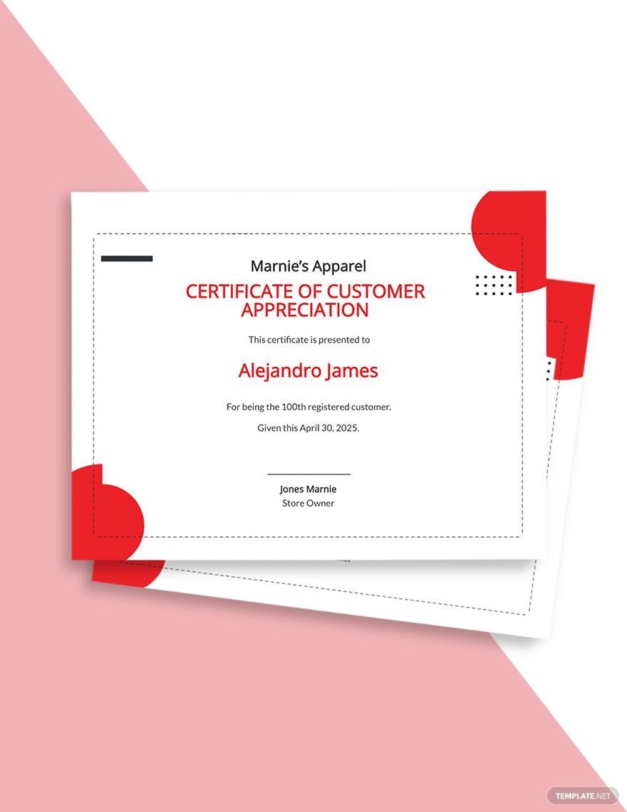 Simple Customer Appreciation Certificate Template