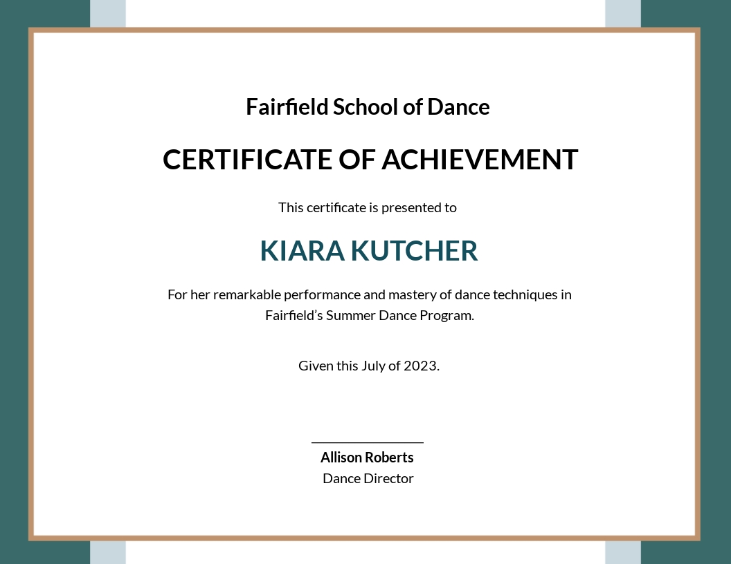 Dance Certificate Template