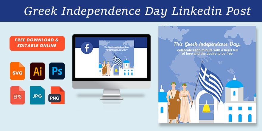 Free Greek Independence Day Linkedin Post in Illustrator, PSD, EPS, SVG, JPG, PNG