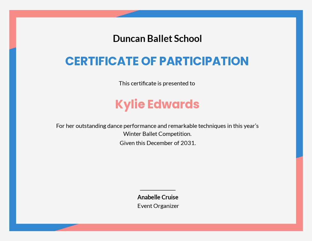 Dance Certificate Template - Google Docs, Illustrator, InDesign, Word, Apple Pages, PSD, Publisher