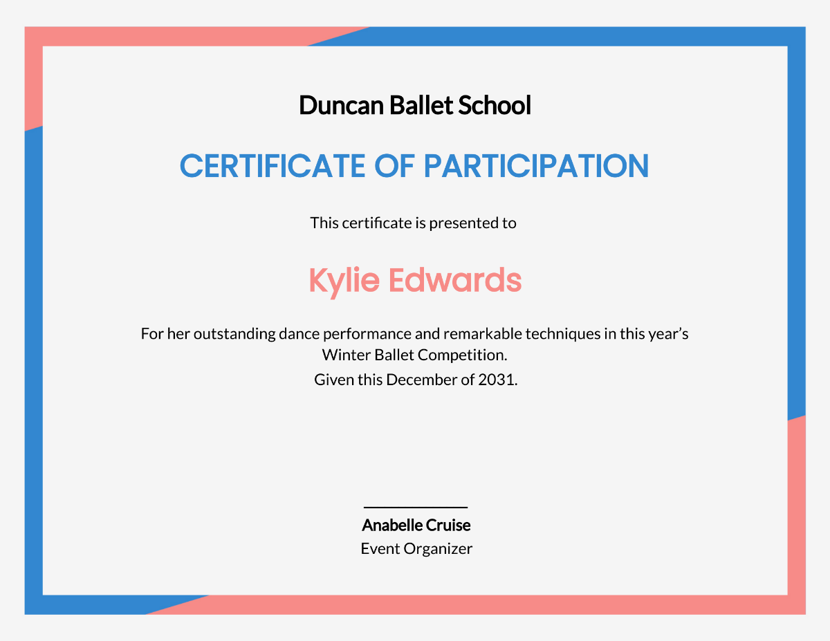 Free Dance Certificate Template