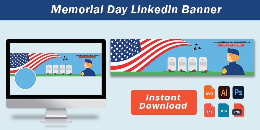 Free Memorial Day Linkedin Banner in Illustrator, PSD, EPS, SVG, JPG, PNG