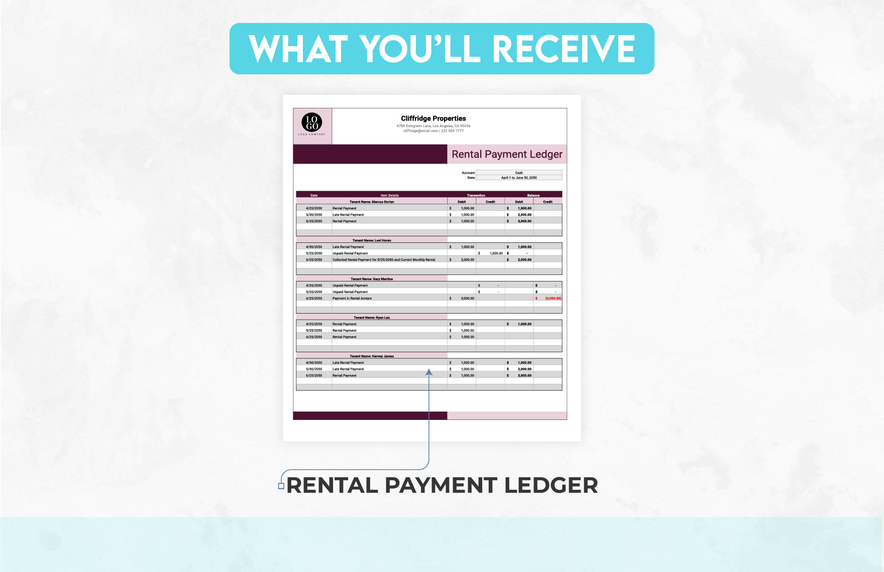 Rental Payment Ledger Template
