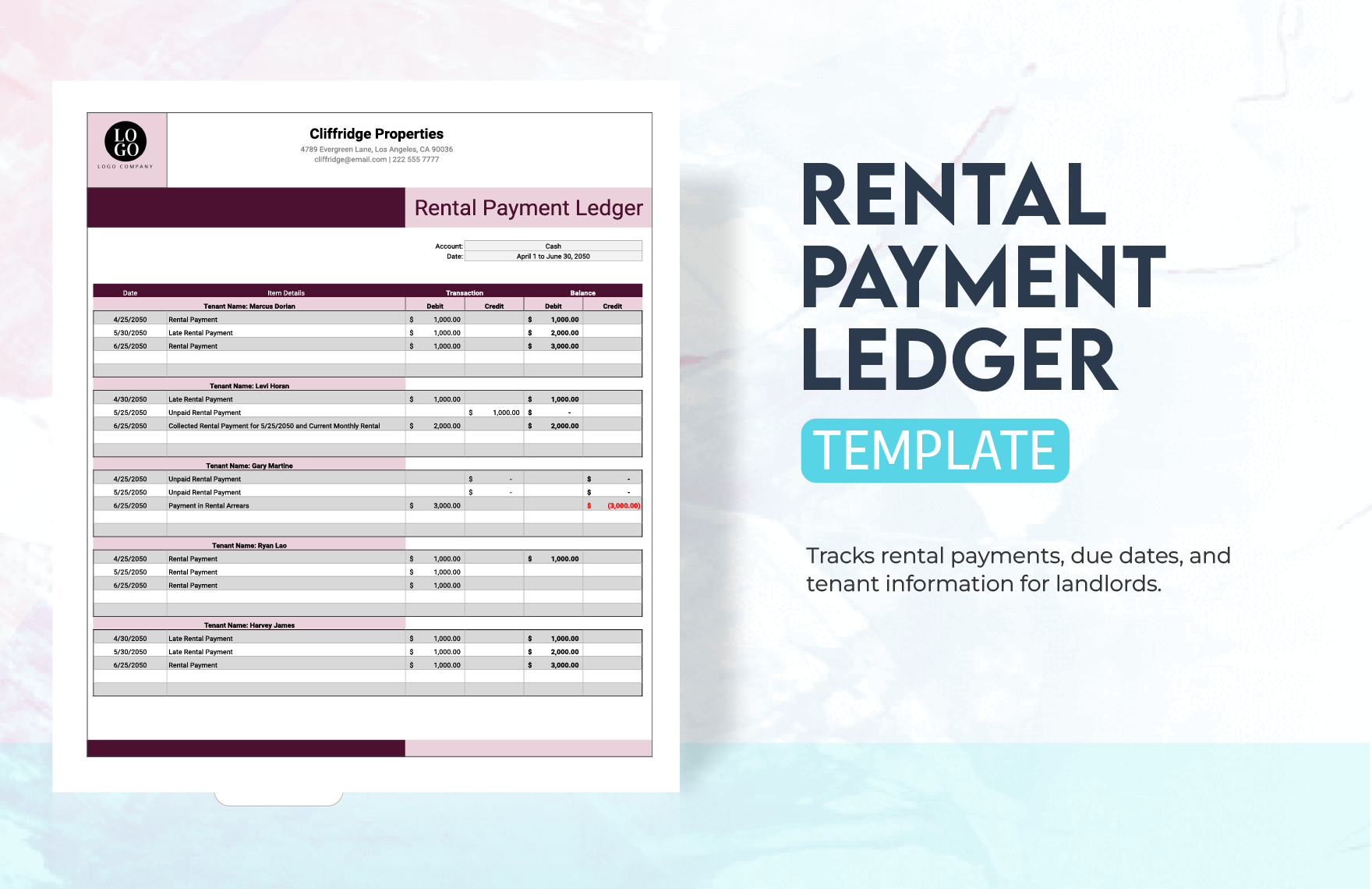 Rental Payment Ledger Template