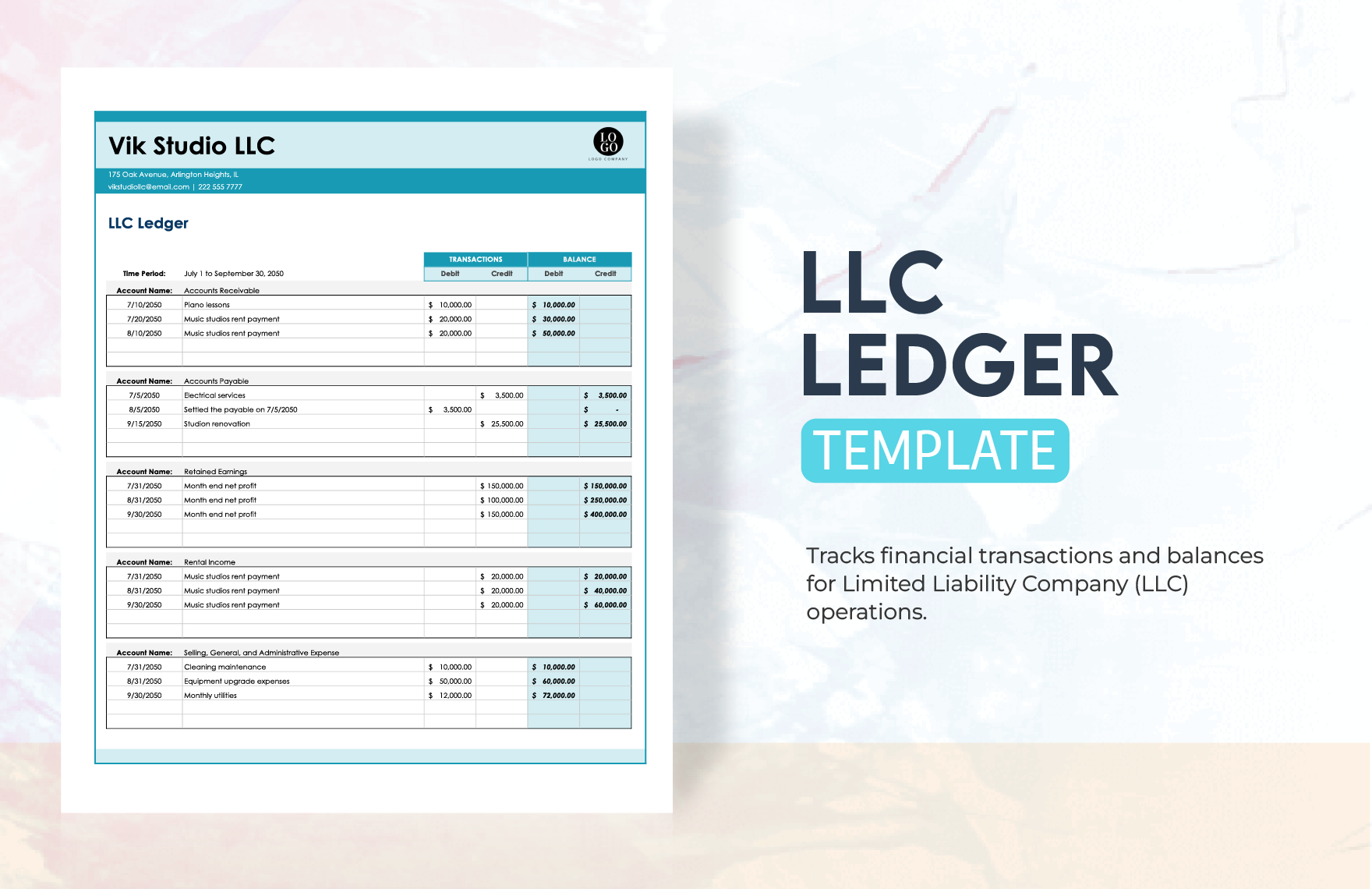 Llc Ledger Template